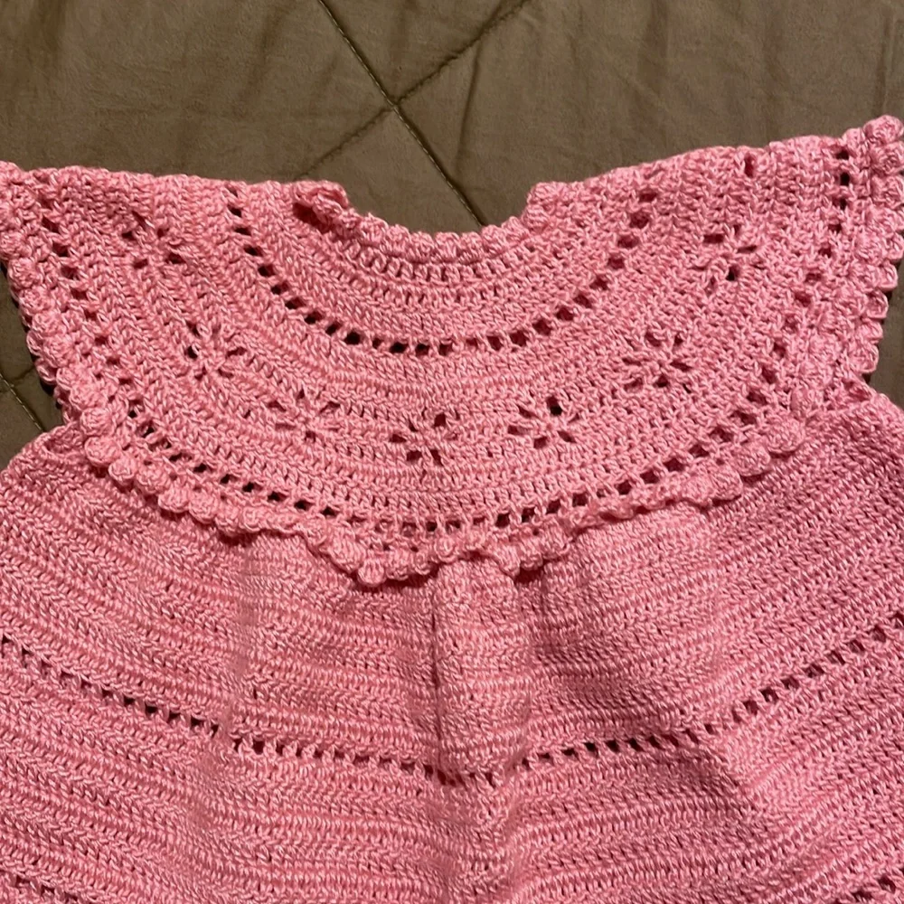 Handmade pink vintage knit baby dress o/s - Picture 2 of 13